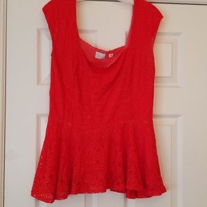 Anthropologie orange peplum shirt